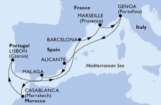 Nyugat-mediterrán élmények útvonal