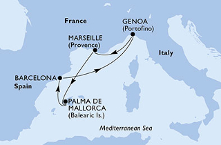 Mediterrán Pillanatok MSC hajóút