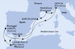 Nyugat-mediterrán gyöngyszemek útvonal