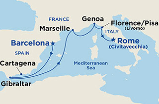 Barcelonától Rómáig hajóút